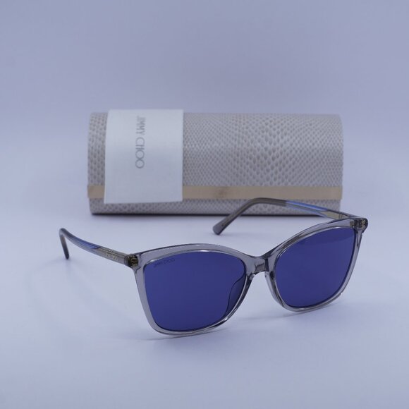 Jimmy Choo Accessories - Jimmy Choo BA/G/S 0KB7 Cat Eye Sunglasses - Transparent Grey/Blue